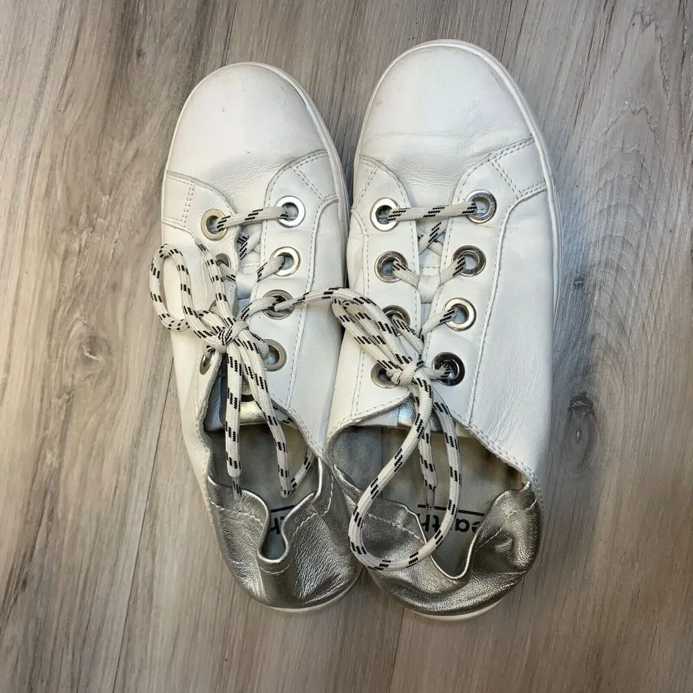Earth‎ Womens 9 Rosewood Cedarwood Leather Low Tops Lace Up Sneakers White Shoes